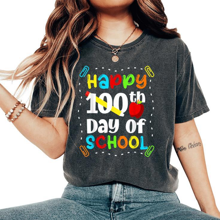 Happy 100Th Days Of School Teacher Boys Girls 100 Days Women's Oversized Comfort T-Shirt