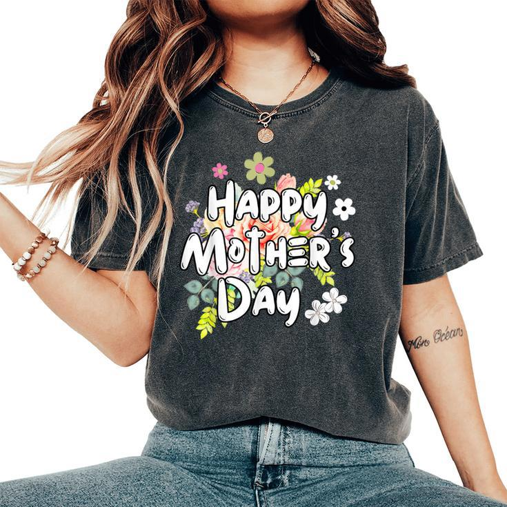 Happy Mother's Day Floral Mom Mommy Grandma 2024 Women's Oversized Comfort T-Shirt
