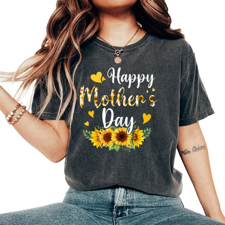 Happy Mother's Day Sunflower Floral Mom Mommy Grandma Womens Women's Oversized Comfort T-Shirt