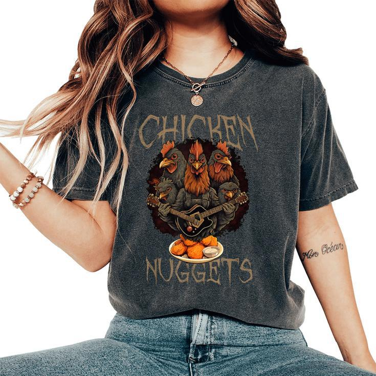 Hardcore Chicken Nuggets Rock & Roll Band Women's Oversized Comfort T-Shirt