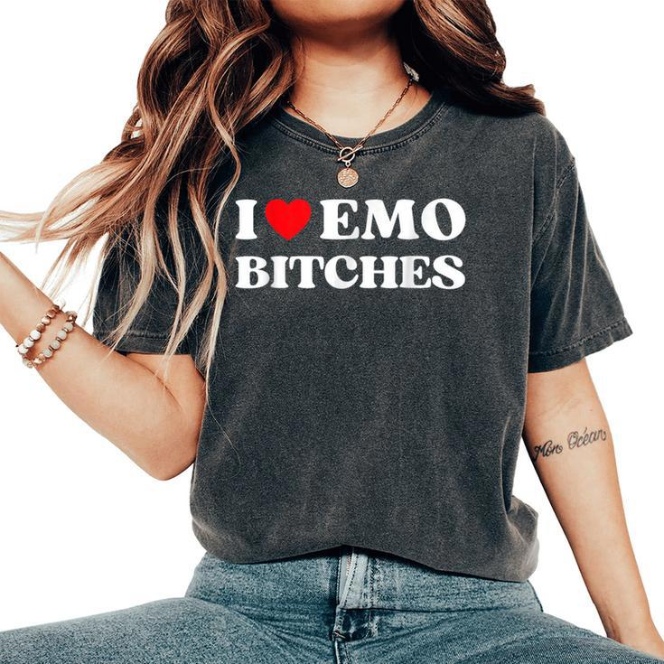 I Heart Emo Bitches Quote Red Heart Emo Girl Style Women's Oversized Comfort T-Shirt