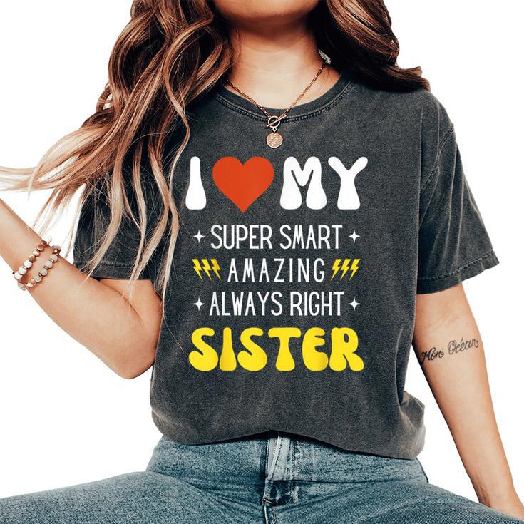 I Heart Love My Sister Family Matching Retro Women's Oversized Comfort T-Shirt