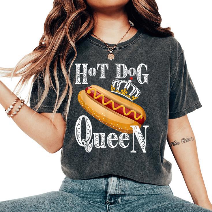 Hot Dog Queen Food Lover Sausage Party Graphic Women's Oversized Comfort T-Shirt