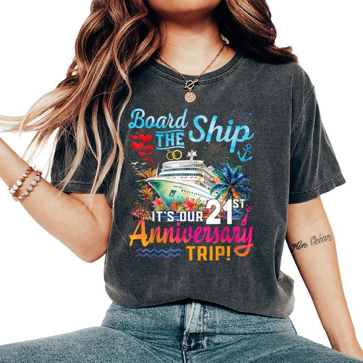 Husband Wife 21St Marriage Anniversary Cruise Ship Vacation Women's Oversized Comfort T-Shirt