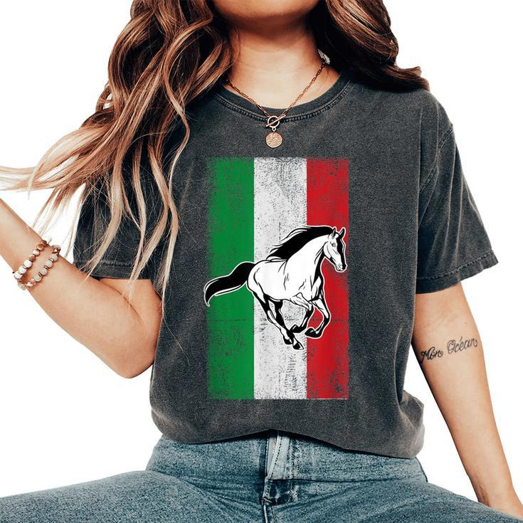 Italian Flag Patriotic Horse Horseback Riding Equestrian Women's Oversized Comfort T-Shirt