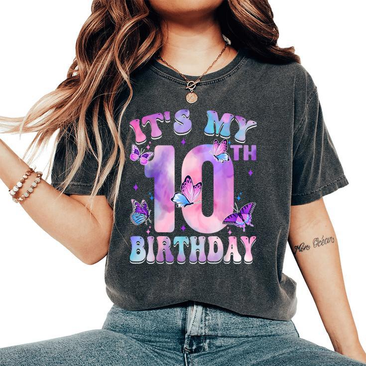 It's My 10Th Birthday Butterfly Theme 10 Year Old Party Girl Women's Oversized Comfort T-Shirt