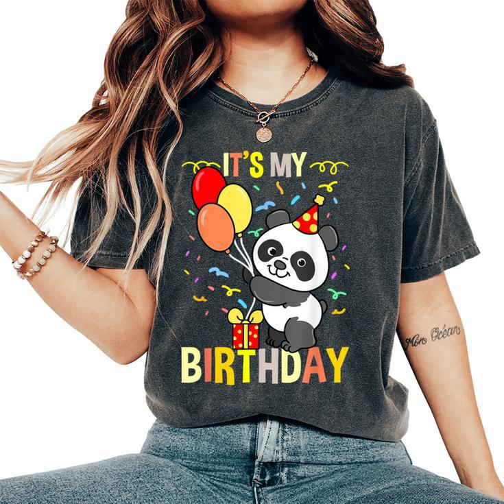Its My Birthday Panda Animal Women's Oversized Comfort T-Shirt