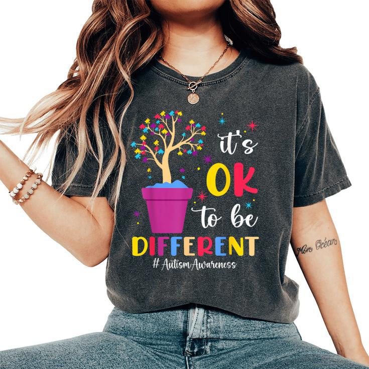 It's Ok To Be Different Plant Pot Autism Awareness Women's Oversized Comfort T-Shirt