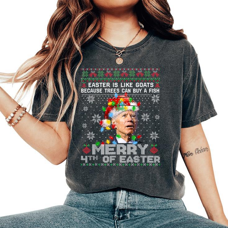 Joe Biden Happy 4Th Easter Ugly Christmas Sweater For Women Women's Oversized Comfort T-Shirt