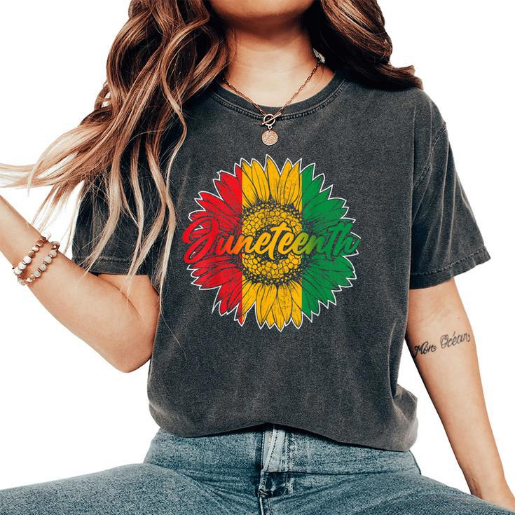 Junenth Sunflower African American Junenth Women's Oversized Comfort T-Shirt