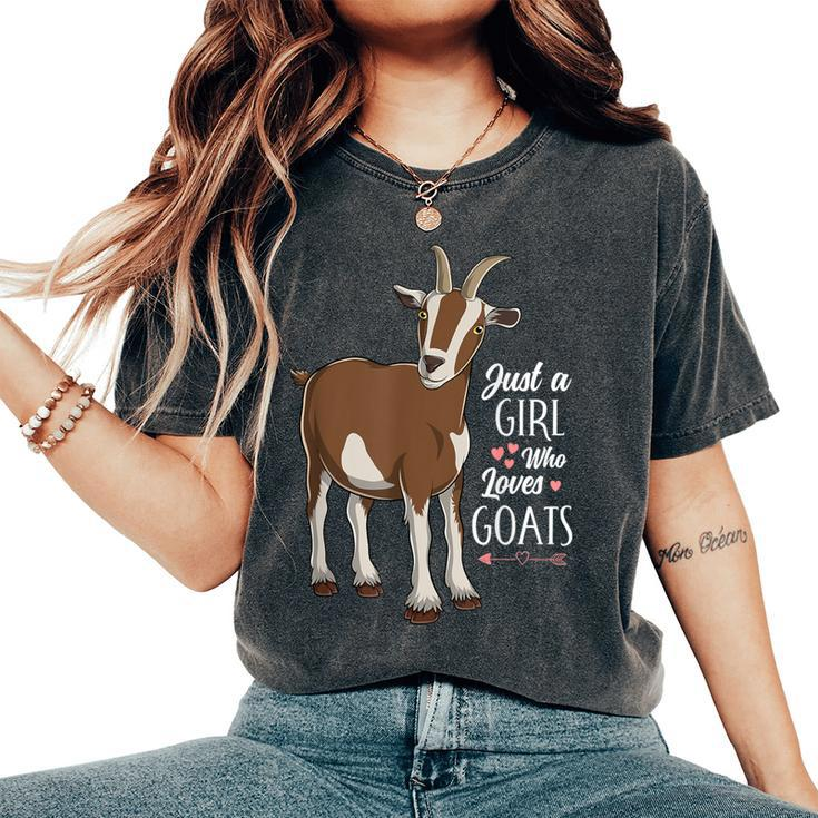 Just A Girl Who Loves Goats Cute Farm Animal Girls Women Women's Oversized Comfort T-Shirt