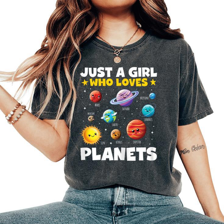 Just A Girl Who Loves Planets Solar Space Science Lover Stem Women's Oversized Comfort T-Shirt