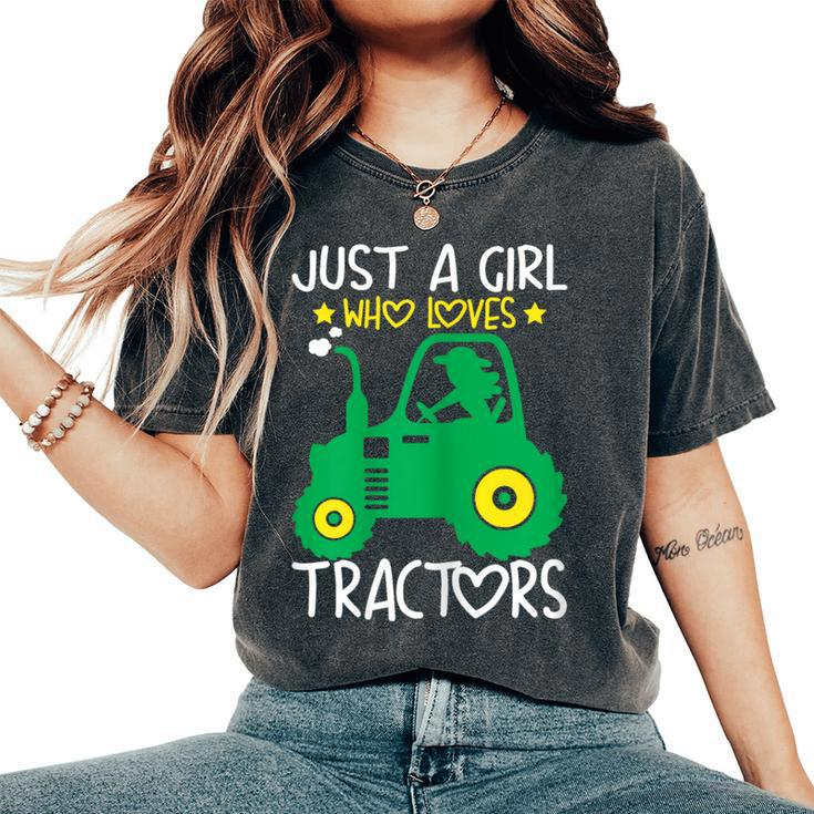 Just A Girl Who Loves Tractors Farm Lifestyle Lover Girls Women's Oversized Comfort T-Shirt