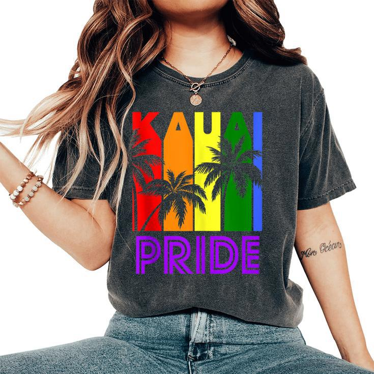 Kauai Pride Gay Pride Lgbtq Rainbow Palm Trees Women's Oversized Comfort T-Shirt