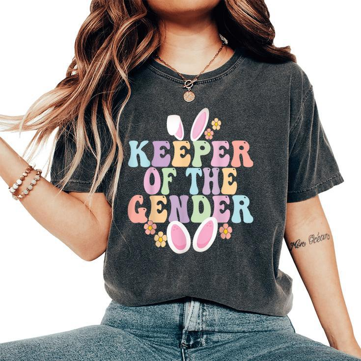 Keeper Of The Gender Boy Or Girl Easter Bunny Gender Reveal Women's Oversized Comfort T-Shirt