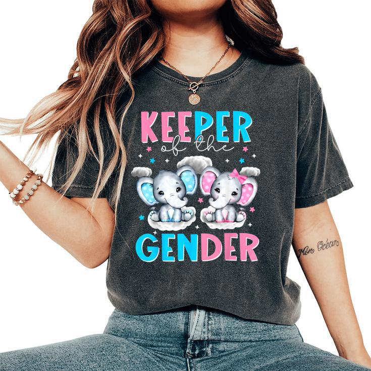Keeper Of The Gender Boy Or Girl Elephant Gender Reveal Women's Oversized Comfort T-Shirt