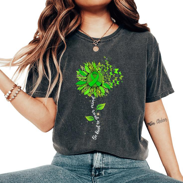 Be Kind To Your Mind Leopard Sunflower Mental Health Matters Women's Oversized Comfort T-Shirt