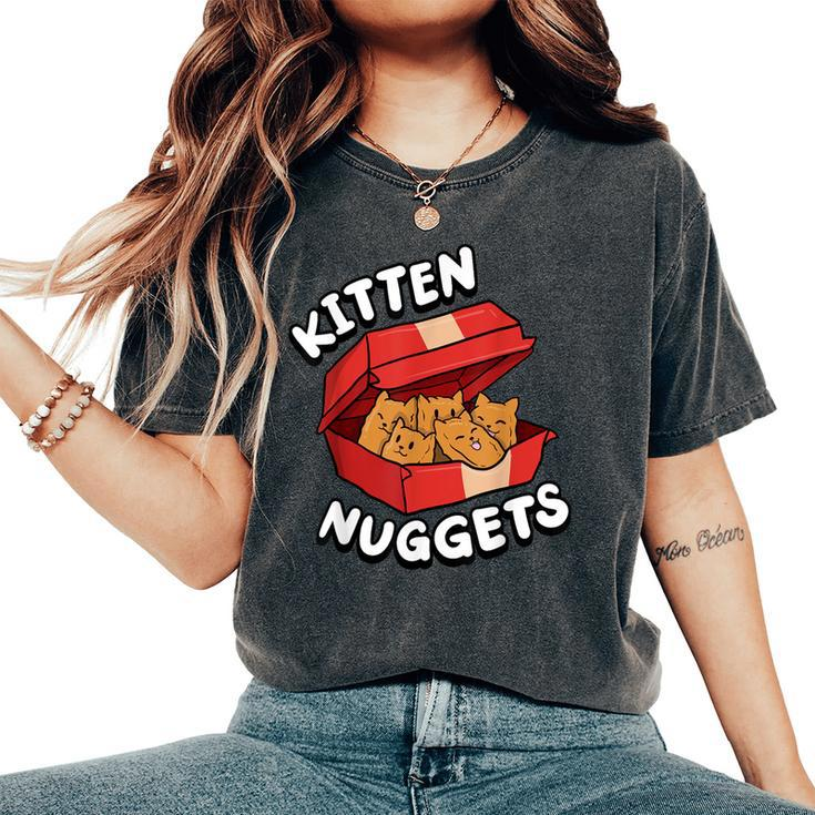 Kitten Nuggets Fried Chicken Lover Foodie Cute Cat Women's Oversized Comfort T-Shirt