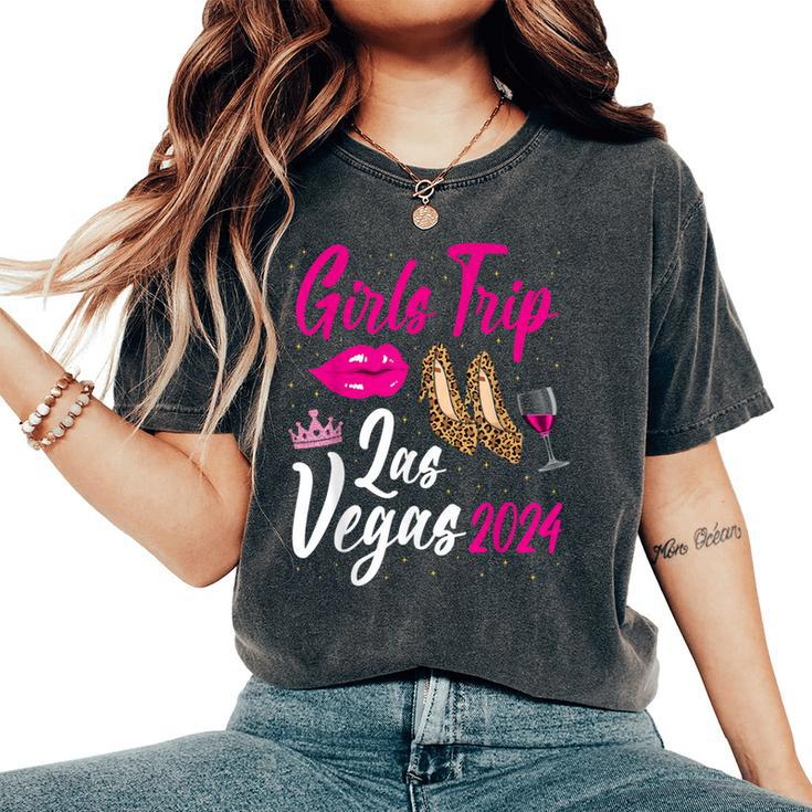 Las Vegas Girls Trip 2024 Leopard Bachelor Birthday Party Women's Oversized Comfort T-Shirt