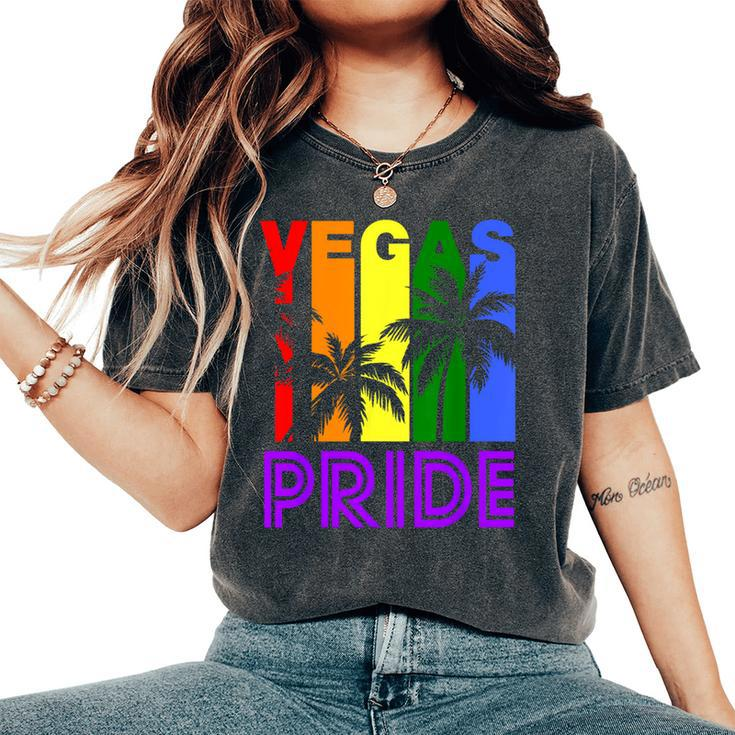 Las Vegas Pride Gay Pride Lgbtq Rainbow Palm Trees Women's Oversized Comfort T-Shirt