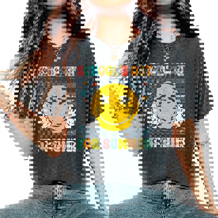 Last Day Of School Retro Schools Out For Summer Teacher Women's Oversized Comfort T-Shirt