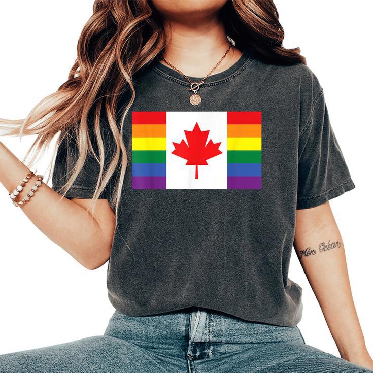 Lgbt Gay Pride Rainbow Canadian Flag Women's Oversized Comfort T-Shirt