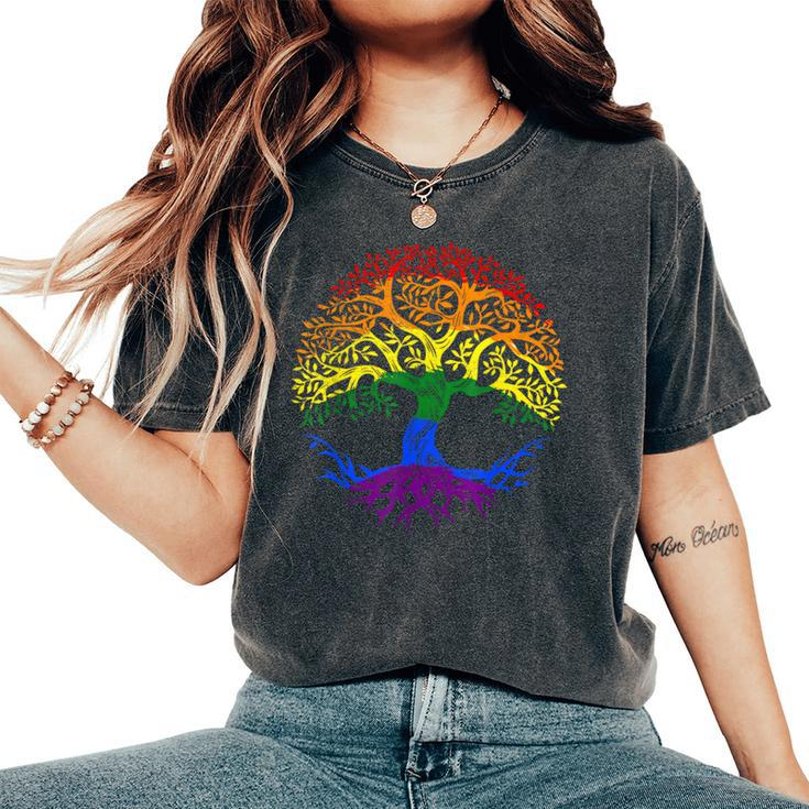 Lgbt Pride Month Tree Life Rainbow Gay Lesbian Women's Oversized Comfort T-Shirt