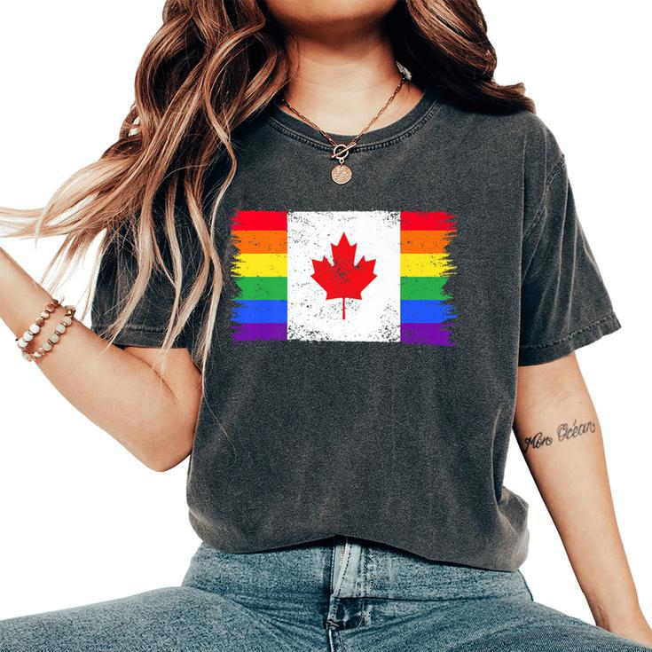 Lgbtq Rainbow Flag Of Canada Canadian Gay Pride Women's Oversized Comfort T-Shirt