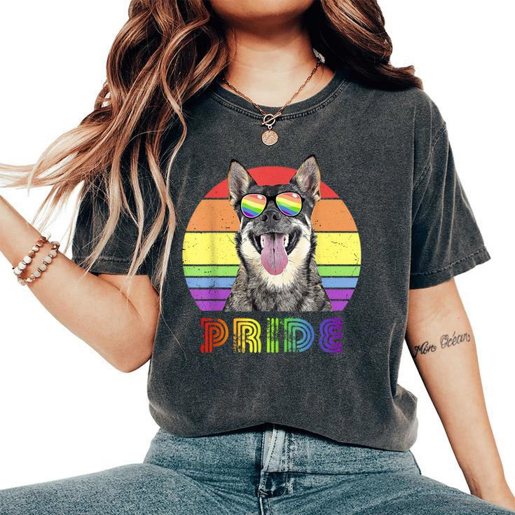 Lgbtq Swedish Vallhund Dog Rainbow Love Gay Pride Women's Oversized Comfort T-Shirt