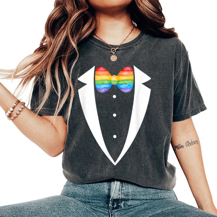 Lgbtq Tuxedo Rainbow Tuxedo Suspenders Gay Pride Month Women's Oversized Comfort T-Shirt