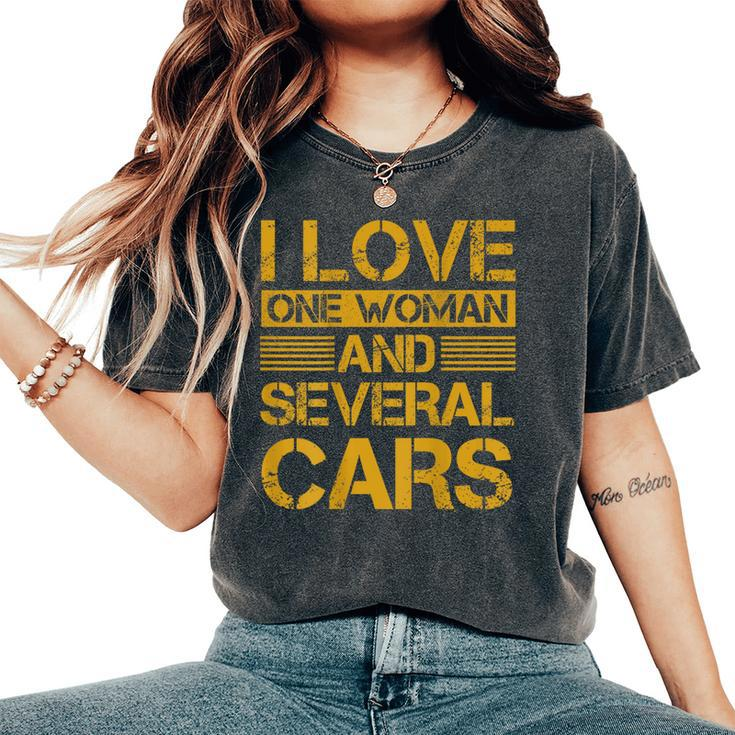 I Love One Woman And Several Cars On Back Women's Oversized Comfort T-Shirt