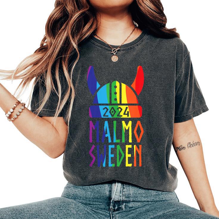 Malmo Sweden 2024 Swedish Viking Rainbow Gay Lesbian Pride Women's Oversized Comfort T-Shirt