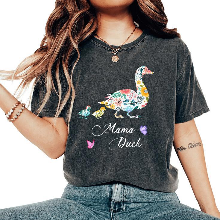 Mama Duck Mother's Day Floral Mom Farmer Farm Women's Oversized Comfort T-Shirt