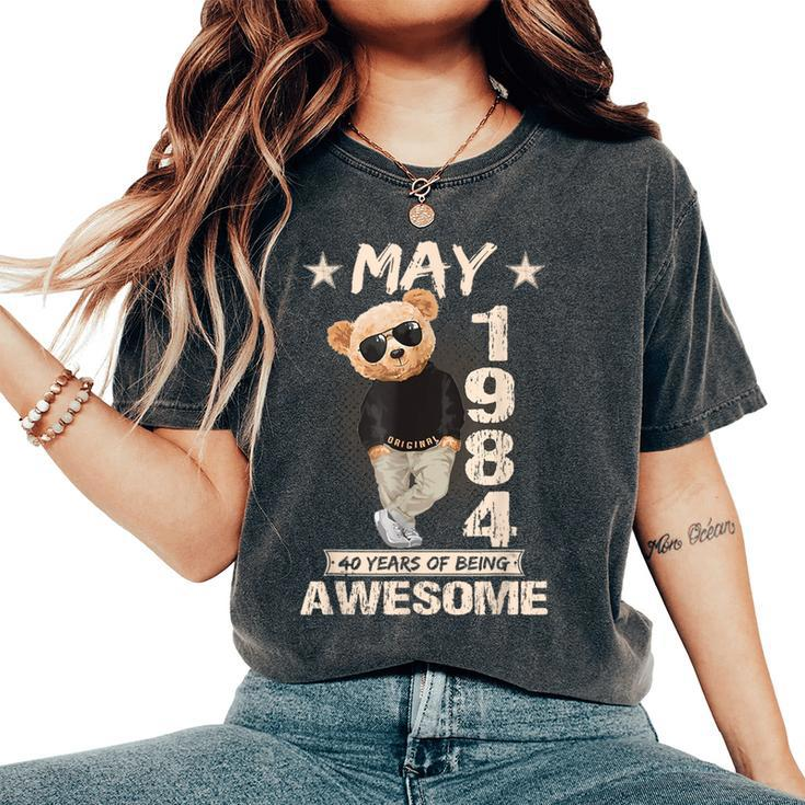 May 40Th Birthday 1984 Awesome Teddy Bear Women's Oversized Comfort T-Shirt