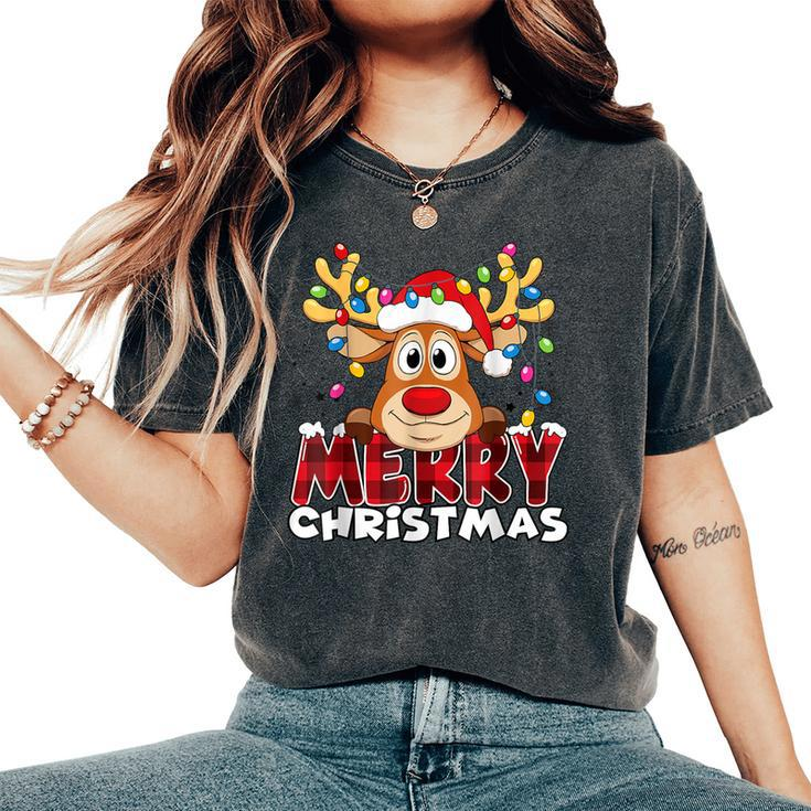 Merry Christmas Reindeer Xmas Santa Claus Women Women's Oversized Comfort T-Shirt