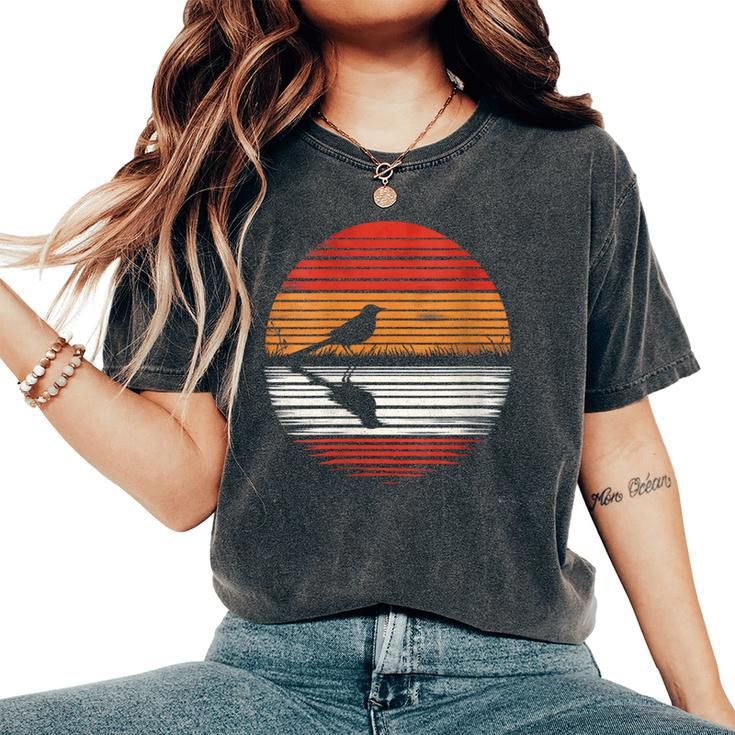 Mockingbird Bird Sunset Retro Style Safari Vintage 70S Women's Oversized Comfort T-Shirt