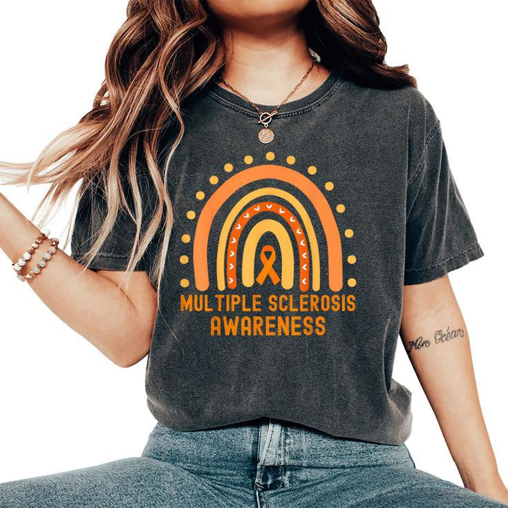 Ms Awareness Multiple Sclerosis Awareness Rainbow Orange Women's Oversized Comfort T-Shirt