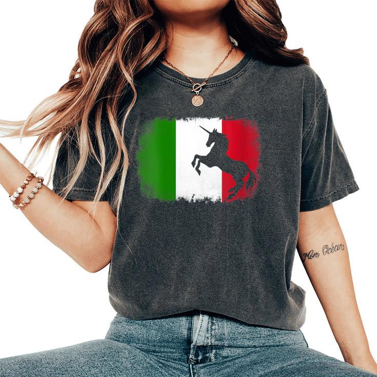 Mythical Unicorn Vintage Italy Italian Flag Horse Lover Women's Oversized Comfort T-Shirt