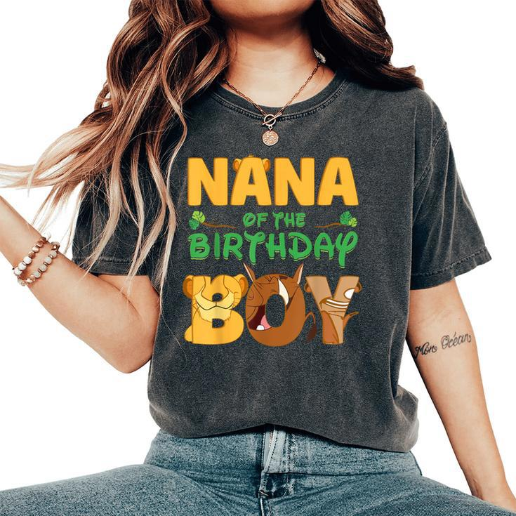 Nana Of The Birthday Boy Lion Family Matching Women's Oversized Comfort T-Shirt