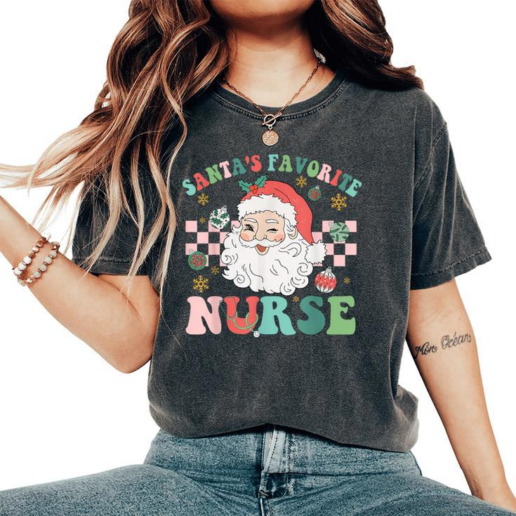Nurse Christmas Santa's Favorite Nurse Christmas Women's Oversized Comfort T-Shirt