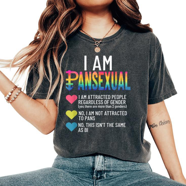I Am Pansexual Lgbtqia Pride Rainbow Hearts Definition Short Sleeve Women's Oversized Comfort T-Shirt