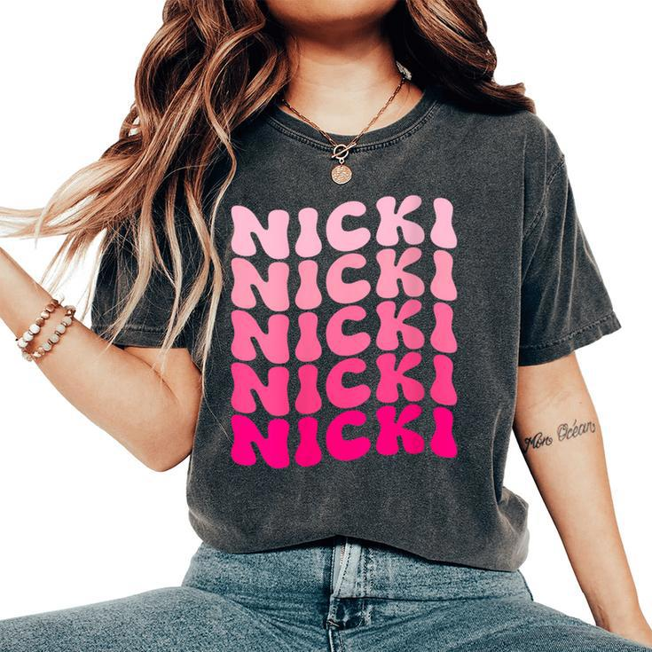 Personalized Name Nicki I Love Nicki Pink Vintage Women's Oversized Comfort T-Shirt