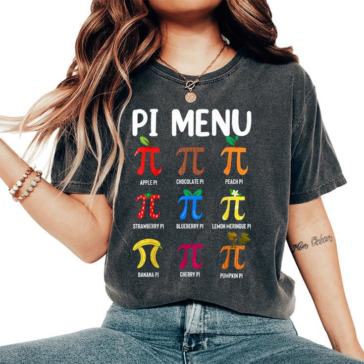 Pi Menu 314 Pi Symbol Math Teacher Happy Pi Day Women's Oversized Comfort T-Shirt