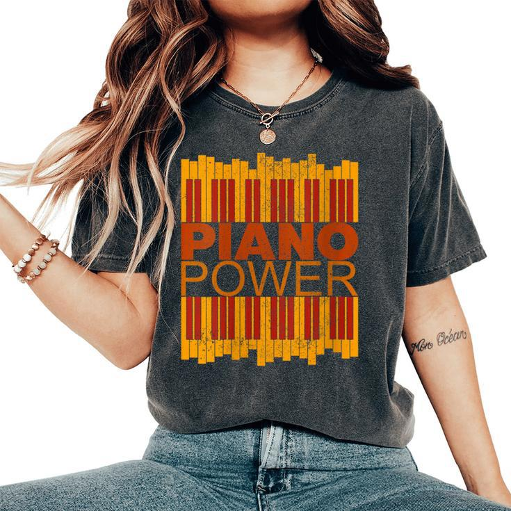 Piano Power With Key Of Piano With Vintage Colors Women's Oversized Comfort T-Shirt