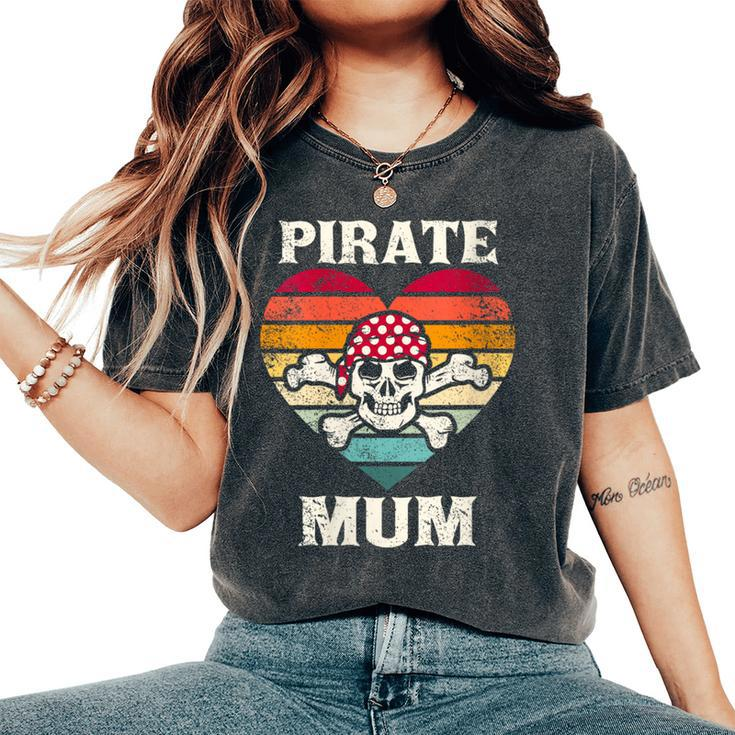 Pirate Mum Heart Vintage Skull Heart Women's Oversized Comfort T-Shirt