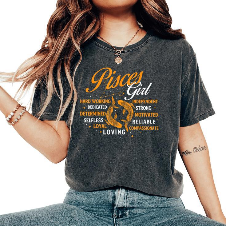 Pisces Girl Astrology Horoscope Zodiac Sign Birthday Women's Oversized Comfort T-Shirt