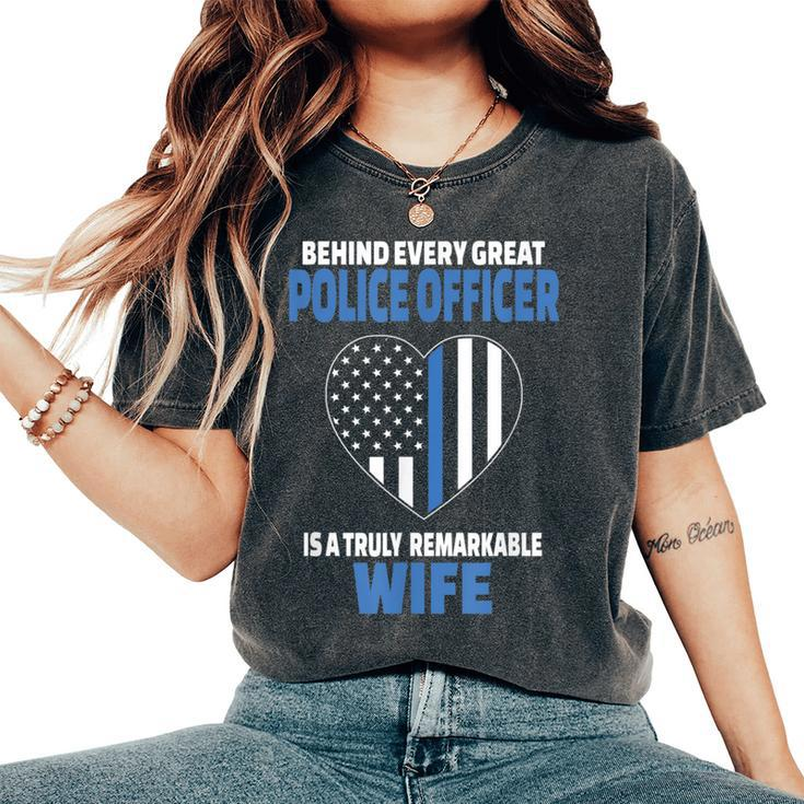 Police Officer Wife Cute Heart Flag Women's Oversized Comfort T-Shirt