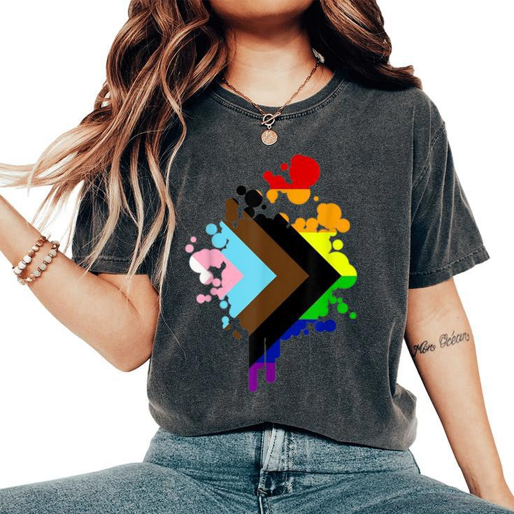 Progress Pride Rainbow Flag For Inclusivity Women's Oversized Comfort T-Shirt