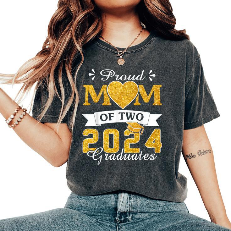 Proud Mom Of Two 2024 Graduates Mother Class Of 2024 Senior Women's Oversized Comfort T-Shirt