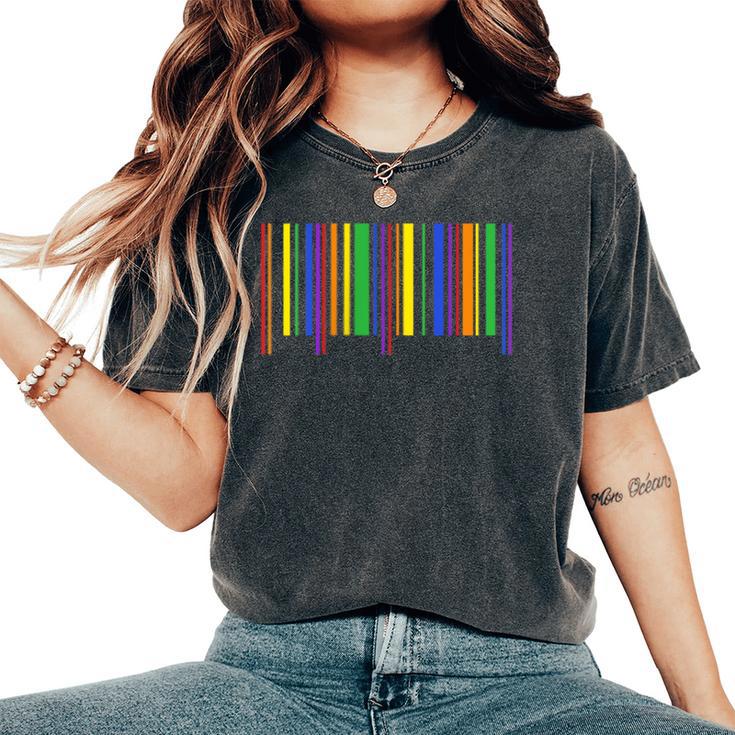 Rainbow Barcode Pride Month Subtle Lgbt Gay Rights Women's Oversized Comfort T-Shirt